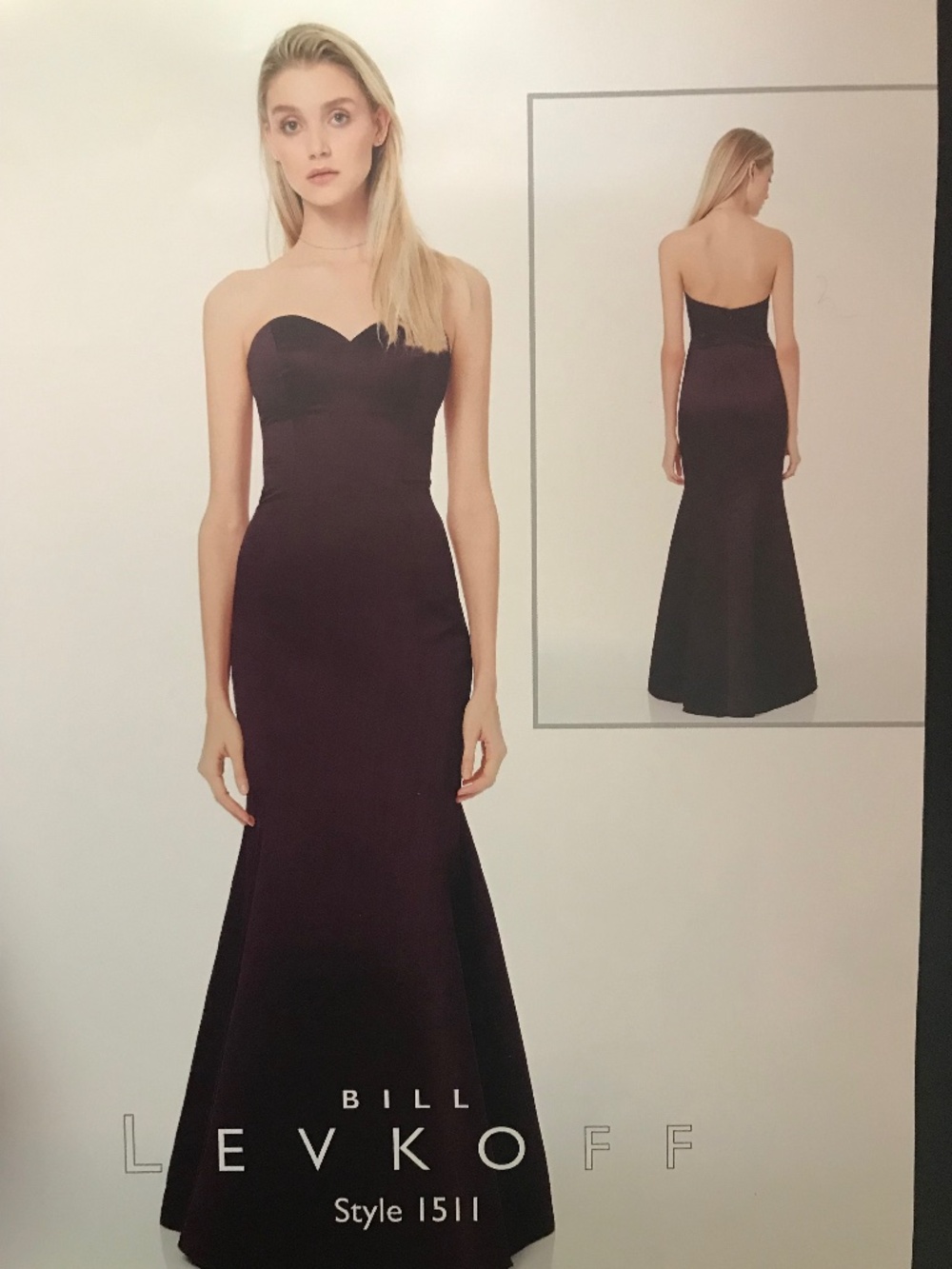 BILL LEVKOFF WINE SATIN GOWN SIZE 12